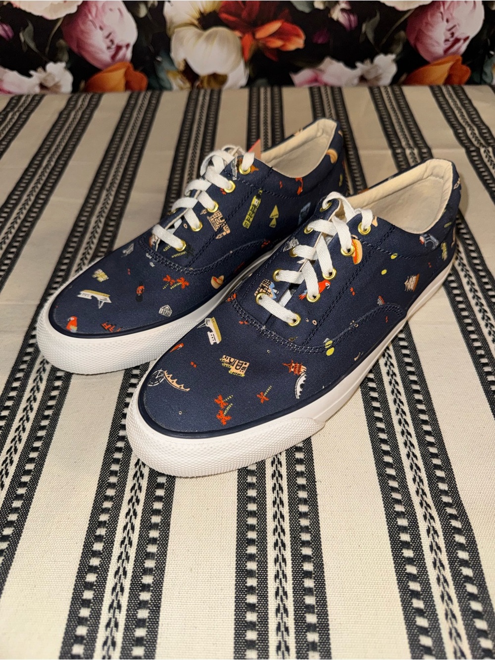 Keds x Rifle Paper Co. Wanderlust Travel Sneakers w/ Nautical Icons, 7.5, NWT